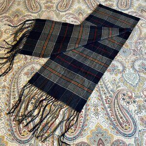 Unisex - Grey, Navy Plaid Cashmink Scarf - Made in Germany